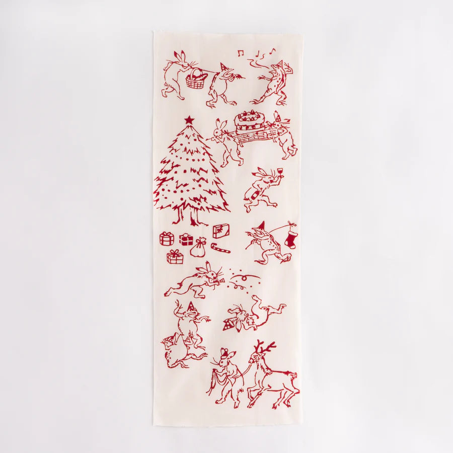 てぬぐい クリスマスの宴 赤