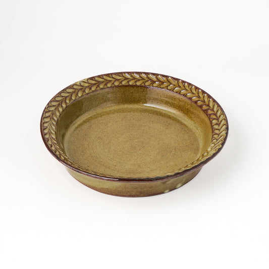 リムプレート 6寸(約18cm) 葉柄 キビ白 D