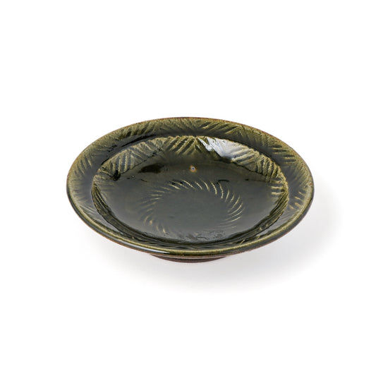 平皿 6寸(約18cm) 縁付 縄紋 呉須 D