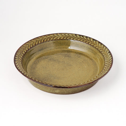 リムプレート 7寸(約21cm) 葉柄 キビ白 C