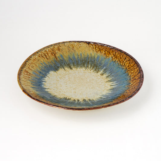 タタラ丸皿 約21cm 二彩 A