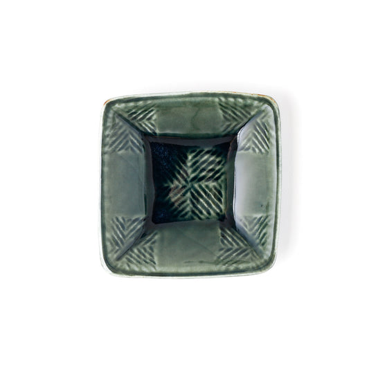 角皿 約14.5cm×約14.5cm 縄紋 呉須 B