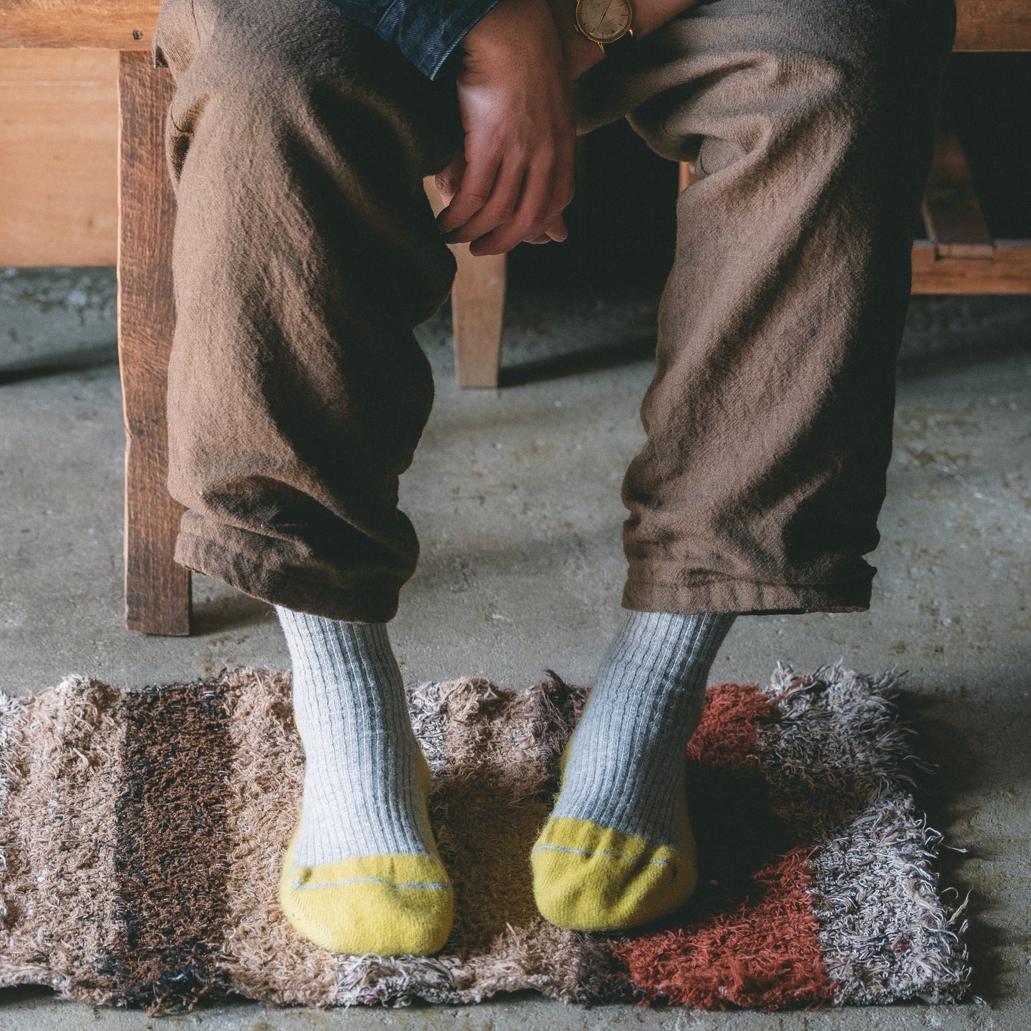 【ブラウン/ベージュ】カラーモーレウールパイルソックス Mサイズ Lサイズ