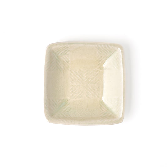 角皿 約14.5cm×約14.5cm 縄紋 灰 E