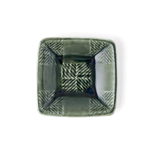 角皿 約14.5cm×約14.5cm 縄紋 呉須 F