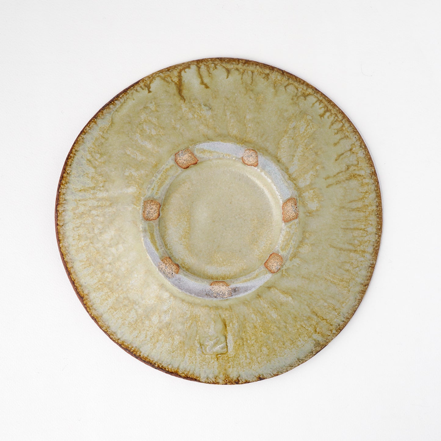 タタラ丸皿 約21cm 二彩 G