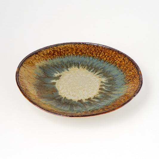タタラ丸皿 約21cm 二彩 H