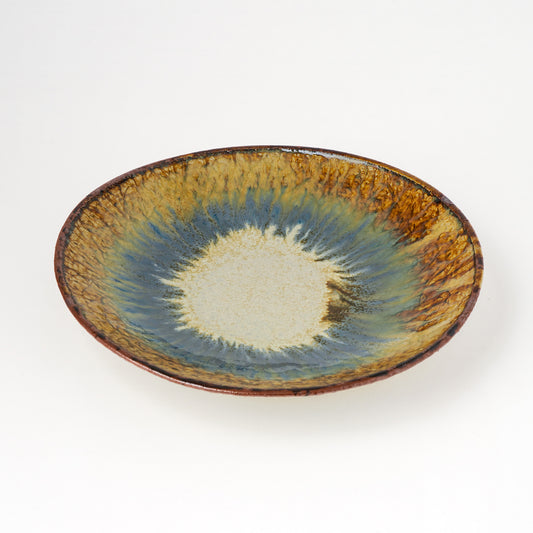 タタラ丸皿 約21cm 二彩 L