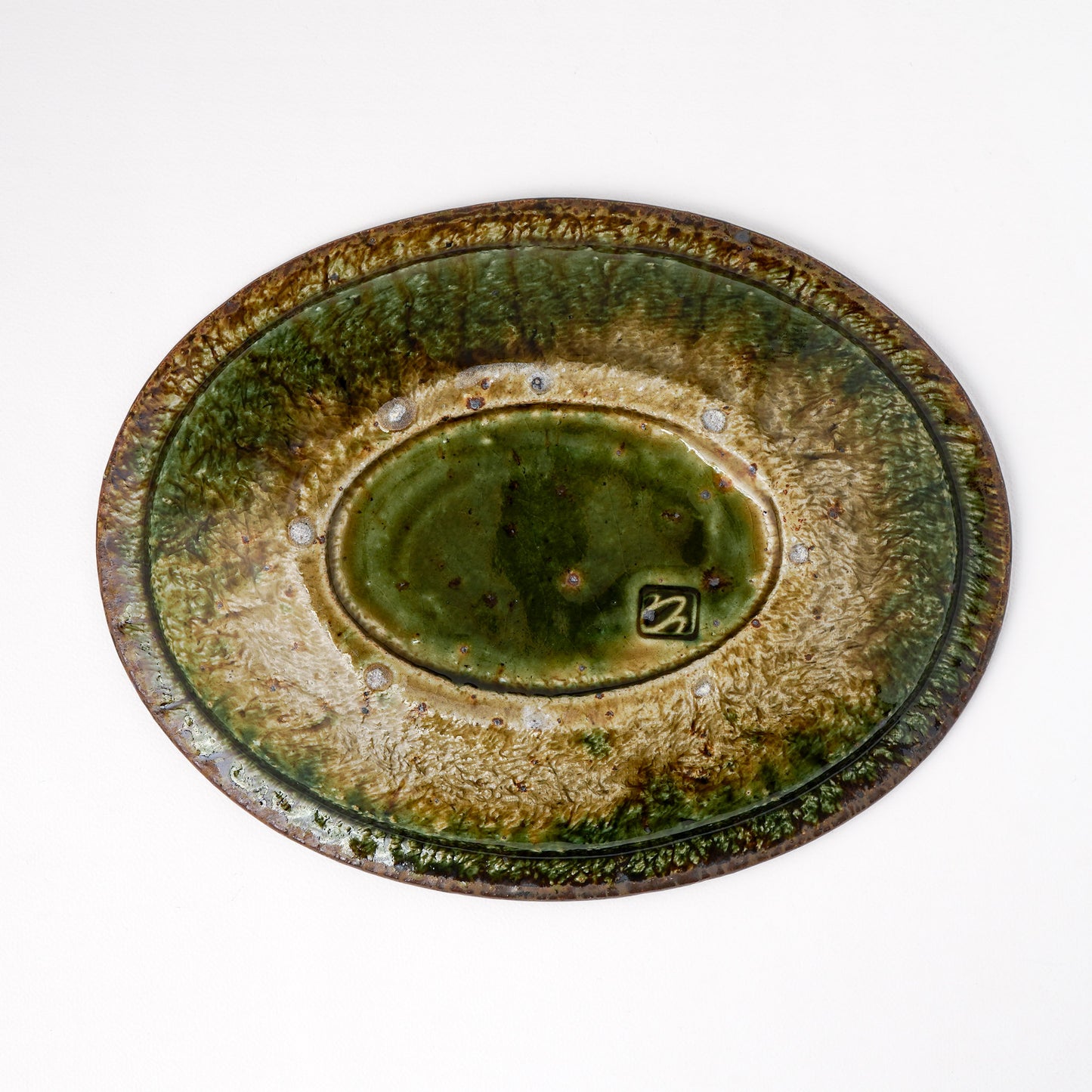 オーバル皿 M(約20cm×約27cm) 織部 A