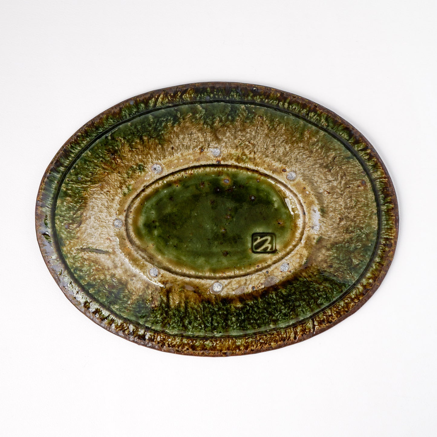 オーバル皿 M(約20cm×約27cm) 織部 B