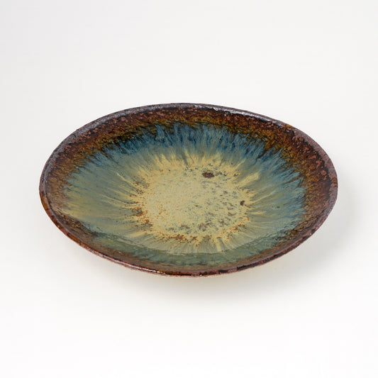 タタラ丸皿 約21cm 二彩 T
