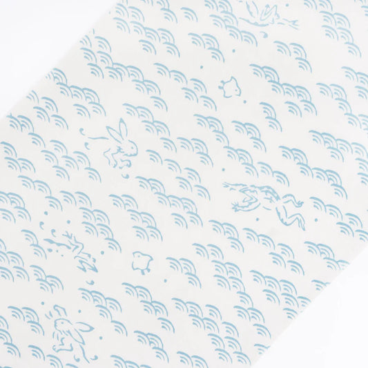 てぬぐい 鳥獣戯画小紋 青海波