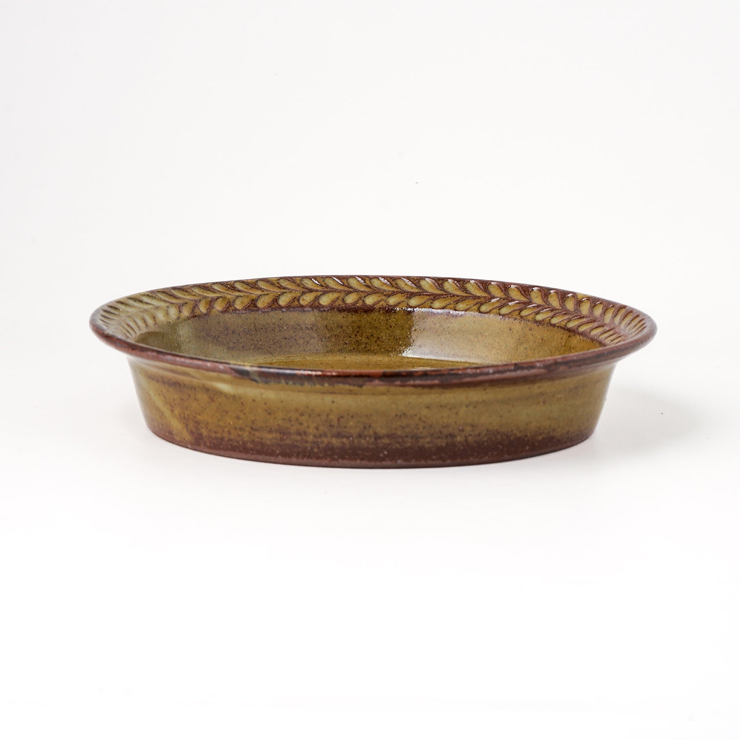 リムプレート 6寸(約18cm) 葉柄 キビ白 A