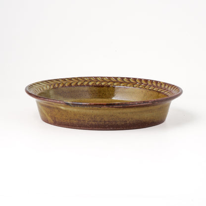 リムプレート 6寸(約18cm) 葉柄 キビ白 A