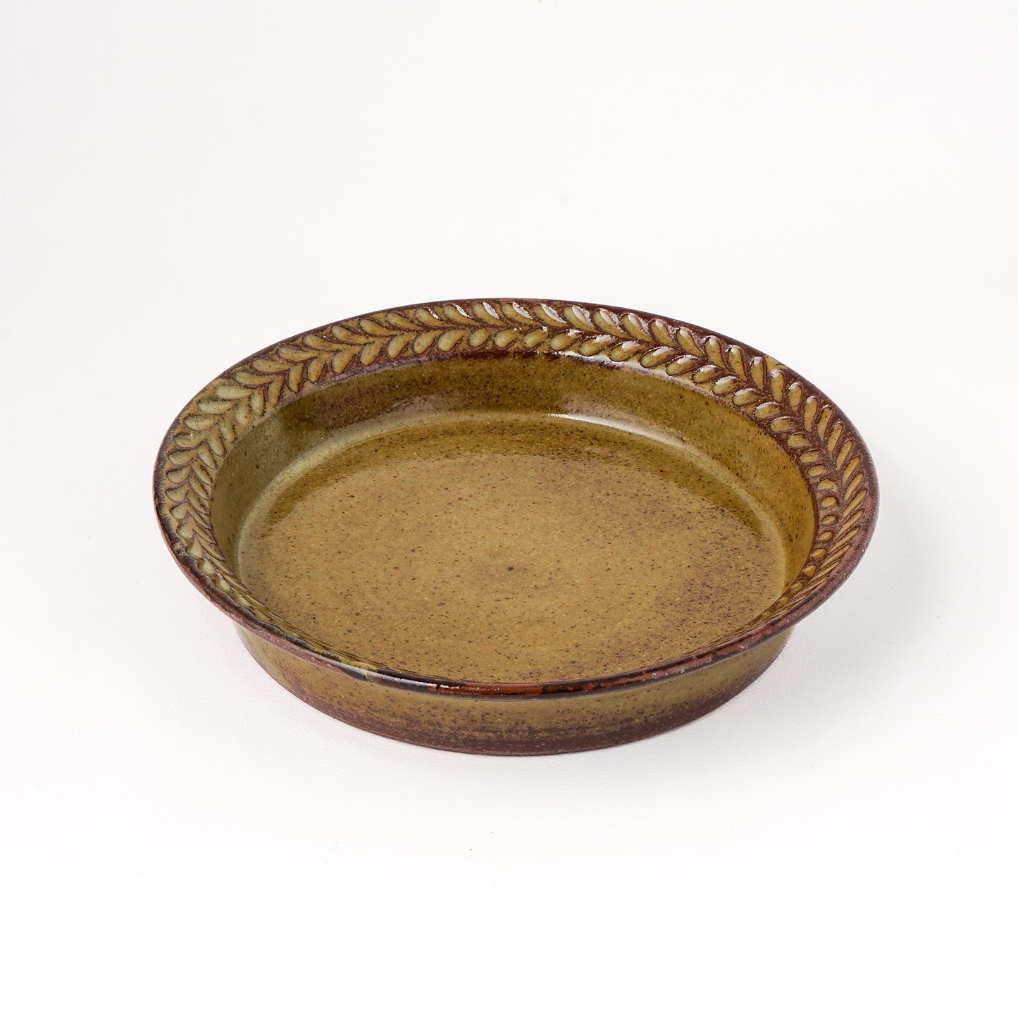 リムプレート 6寸(約18cm) 葉柄 キビ白 A