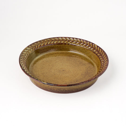 リムプレート 6寸(約18cm) 葉柄 キビ白 A