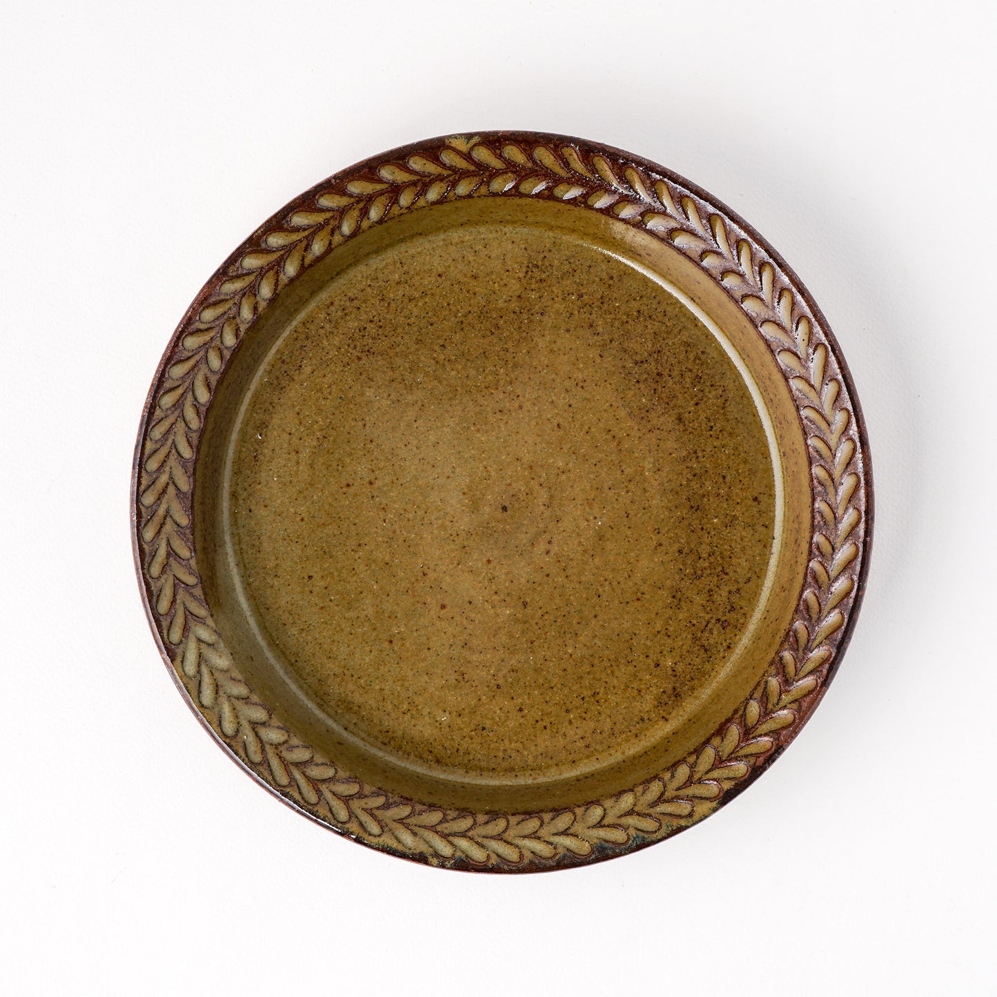 リムプレート 6寸(約18cm) 葉柄 キビ白 A