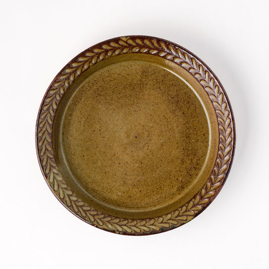 リムプレート 6寸(約18cm) 葉柄 キビ白 A