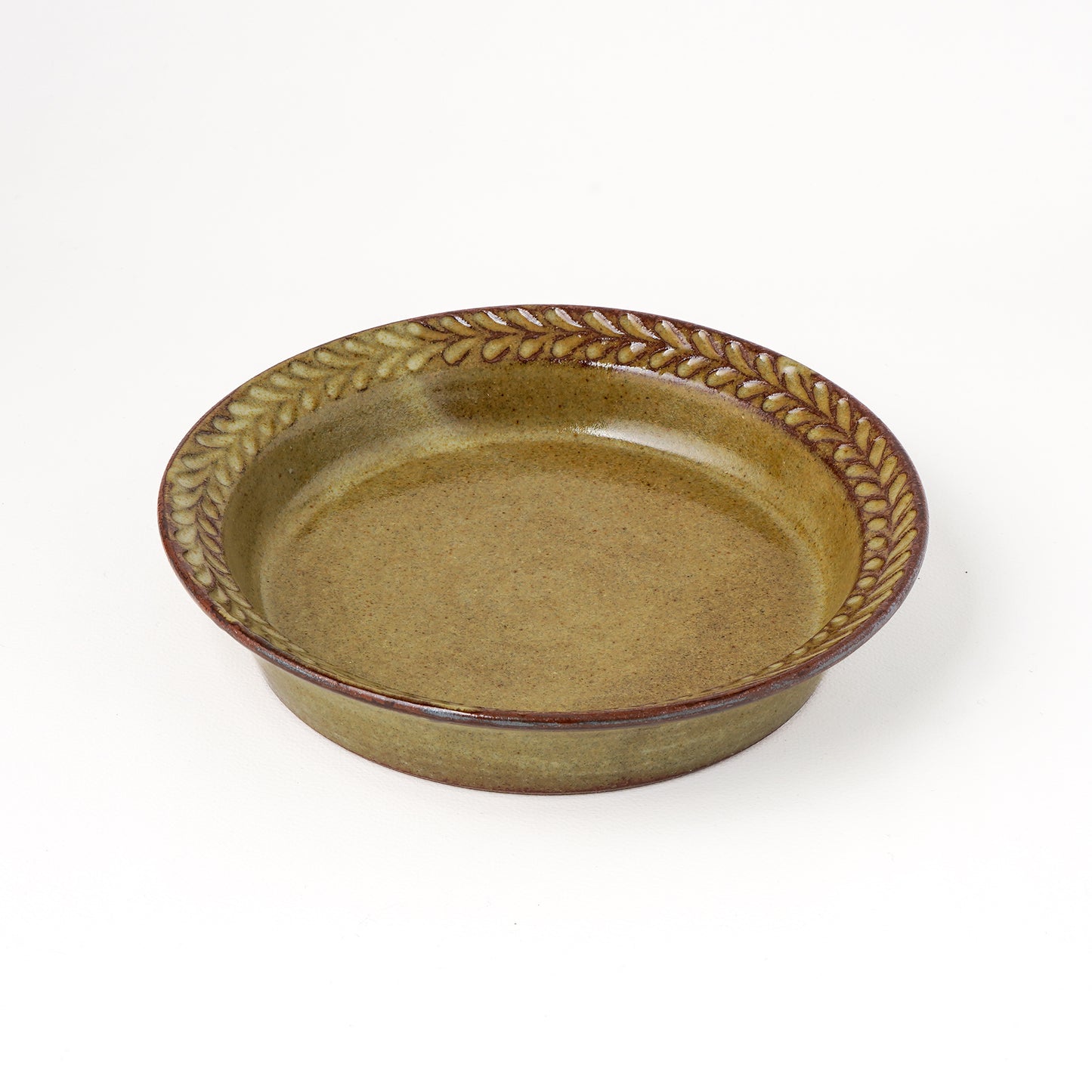 リムプレート 6寸(約18cm) 葉柄 キビ白 B