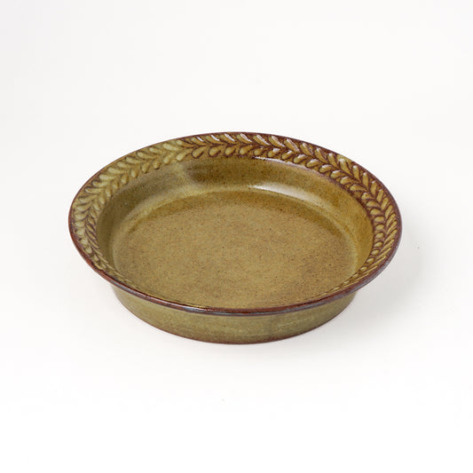 リムプレート 6寸(約18cm) 葉柄 キビ白 B