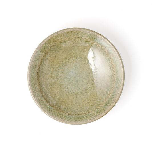 平皿 6寸(約18cm) 縁付 縄紋 灰 B