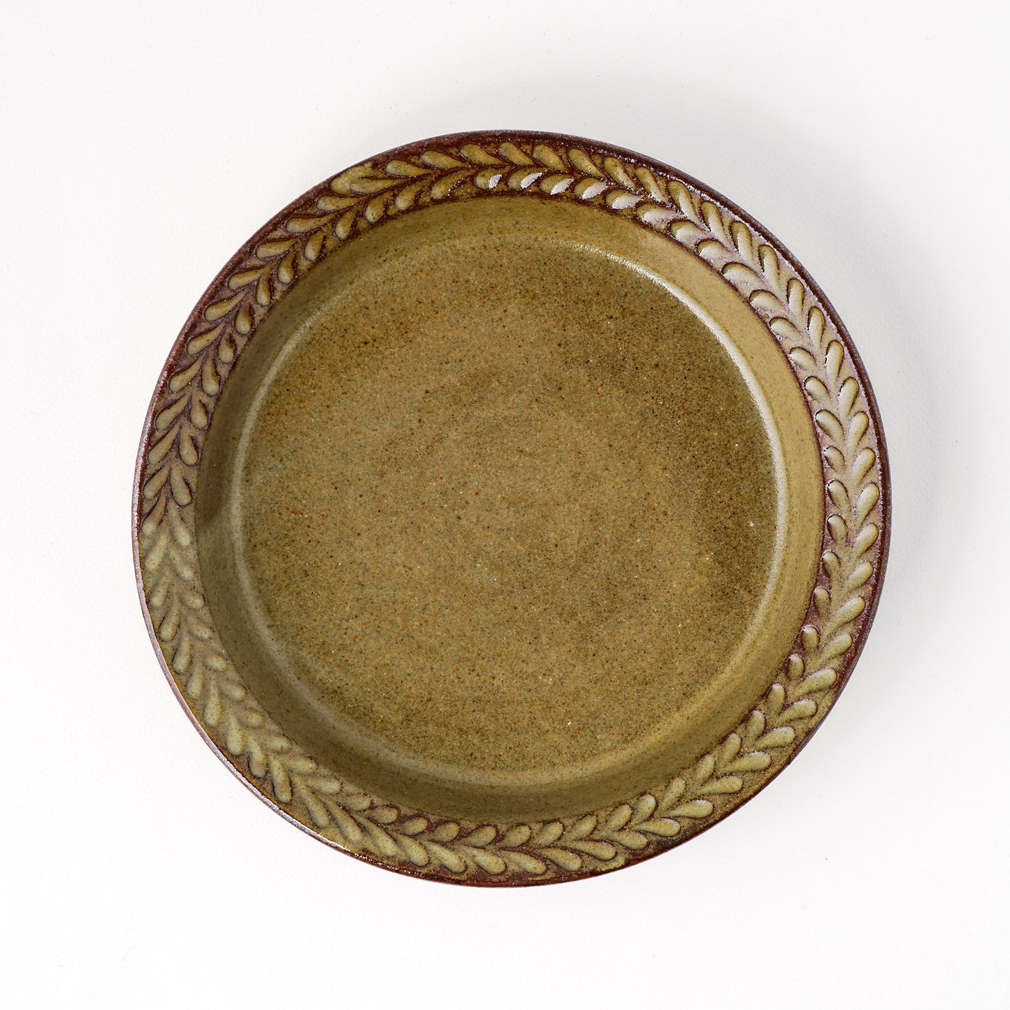 リムプレート 6寸(約18cm) 葉柄 キビ白 B