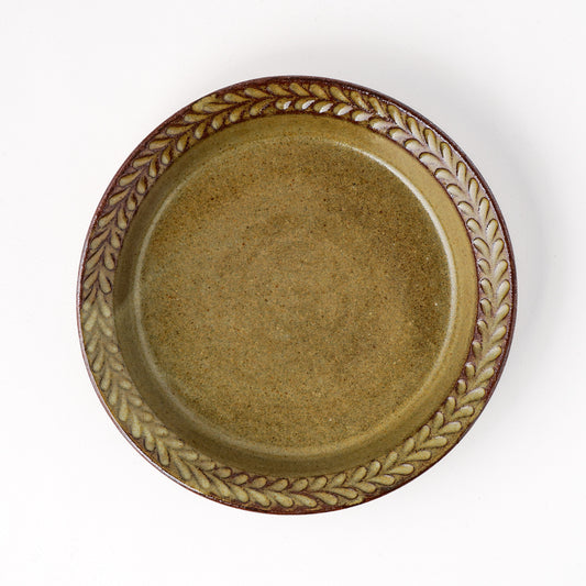 リムプレート 6寸(約18cm) 葉柄 キビ白 B