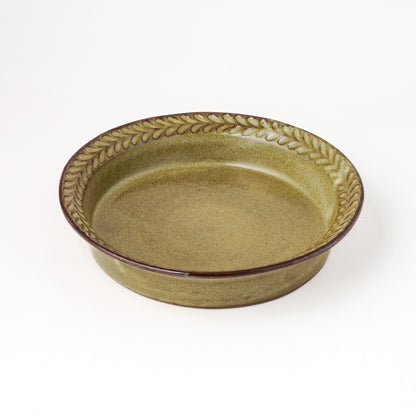 リムプレート 6寸(約18cm) 葉柄 キビ白 C