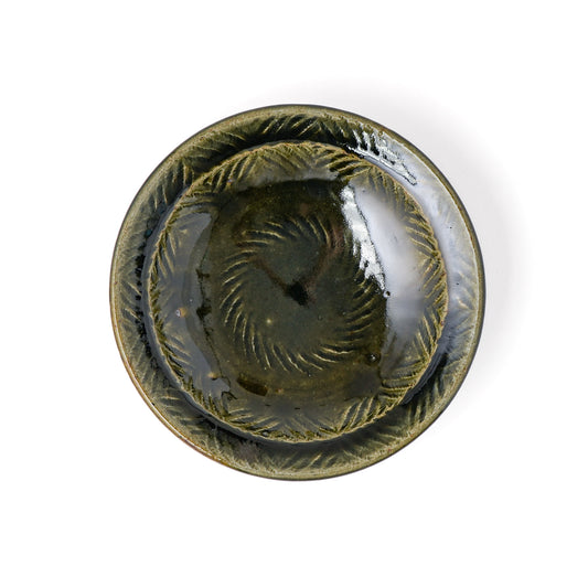平皿 6寸(約18cm) 縁付 縄紋 呉須 C