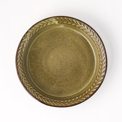 リムプレート 6寸(約18cm) 葉柄 キビ白 C