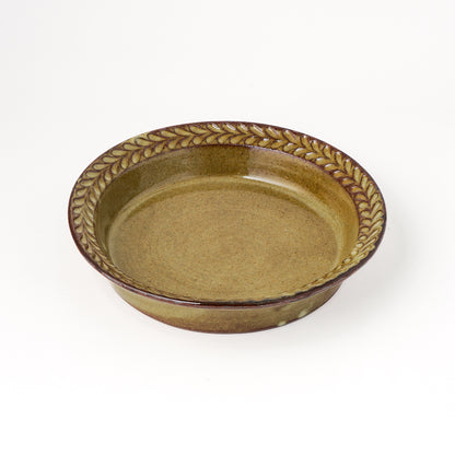 リムプレート 6寸(約18cm) 葉柄 キビ白 D