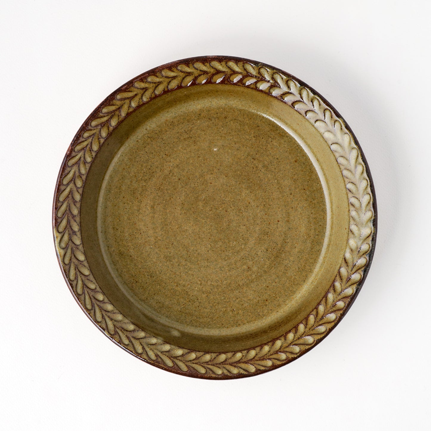 リムプレート 6寸(約18cm) 葉柄 キビ白 D