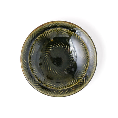 平皿 6寸(約18cm) 縁付 縄紋 呉須 D