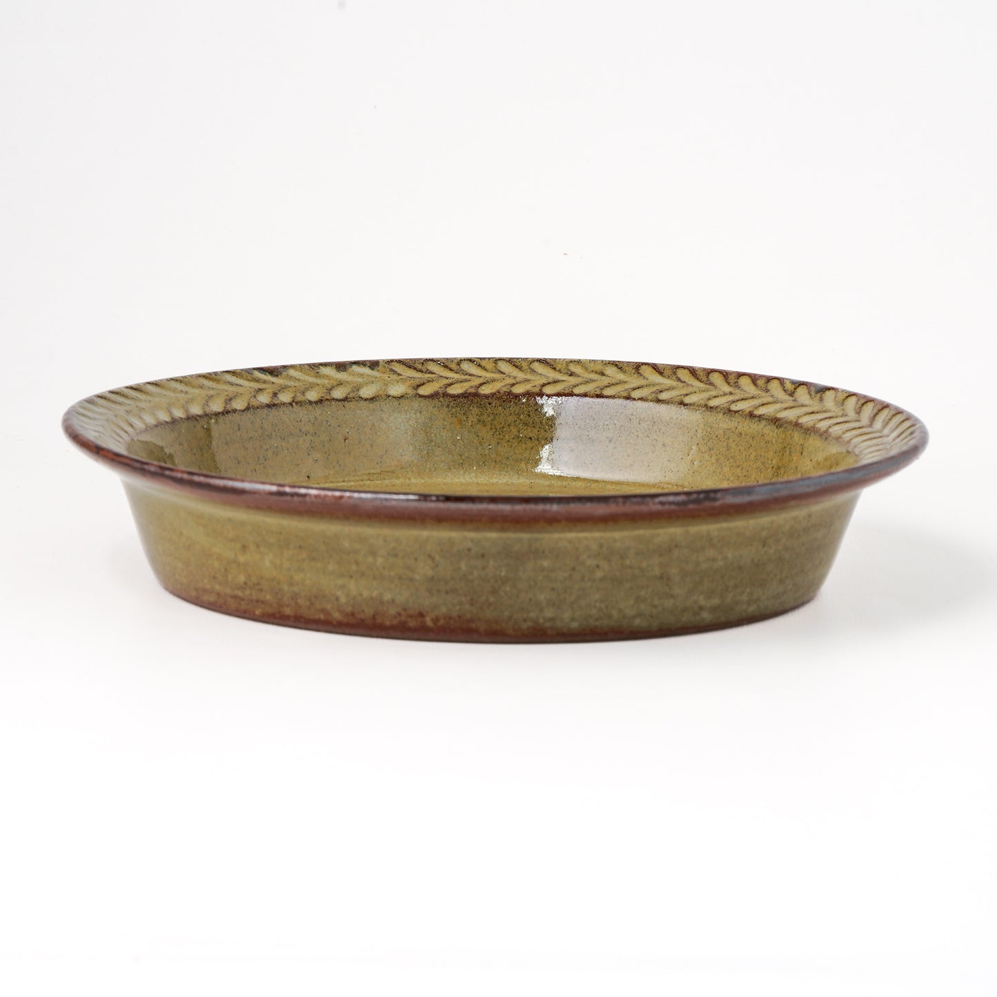 リムプレート 7寸(約21cm) 葉柄 キビ白 A