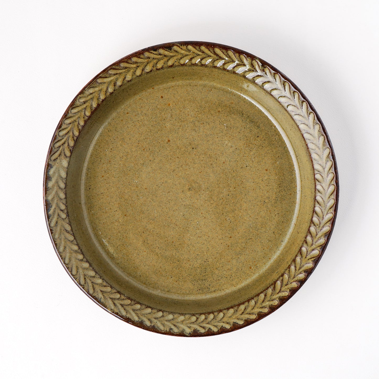 リムプレート 7寸(約21cm) 葉柄 キビ白 A