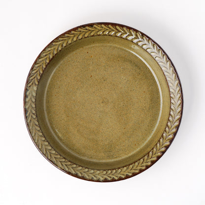 リムプレート 7寸(約21cm) 葉柄 キビ白 A