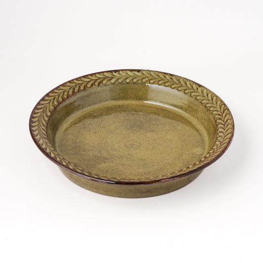 リムプレート 7寸(約21cm) 葉柄 キビ白 B