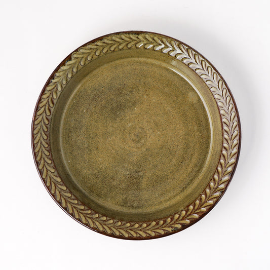 リムプレート 7寸(約21cm) 葉柄 キビ白 B