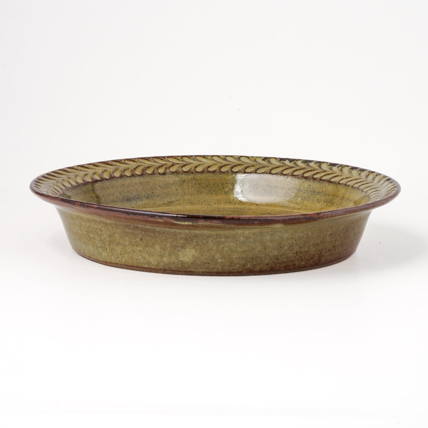 リムプレート 7寸(約21cm) 葉柄 キビ白 C