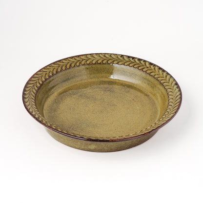 リムプレート 7寸(約21cm) 葉柄 キビ白 C