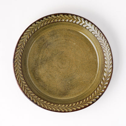 リムプレート 7寸(約21cm) 葉柄 キビ白 C