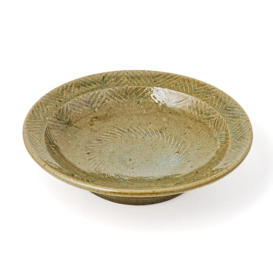 平皿 8寸(約24cm) 縁付 縄紋 灰 A
