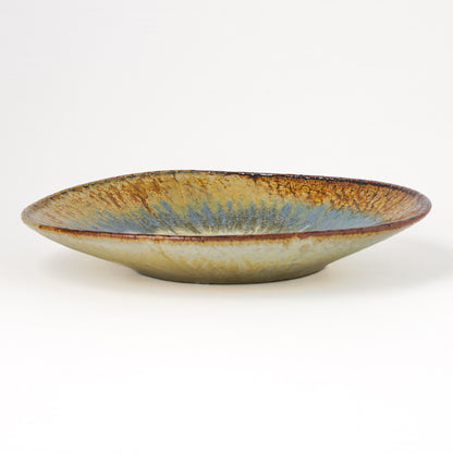 タタラ丸皿 約21cm 二彩 A