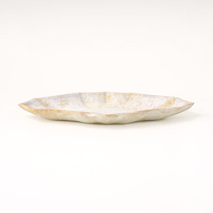 ヒイラギ皿 M(約20.5cm×約15cm) 艶消し 白 A