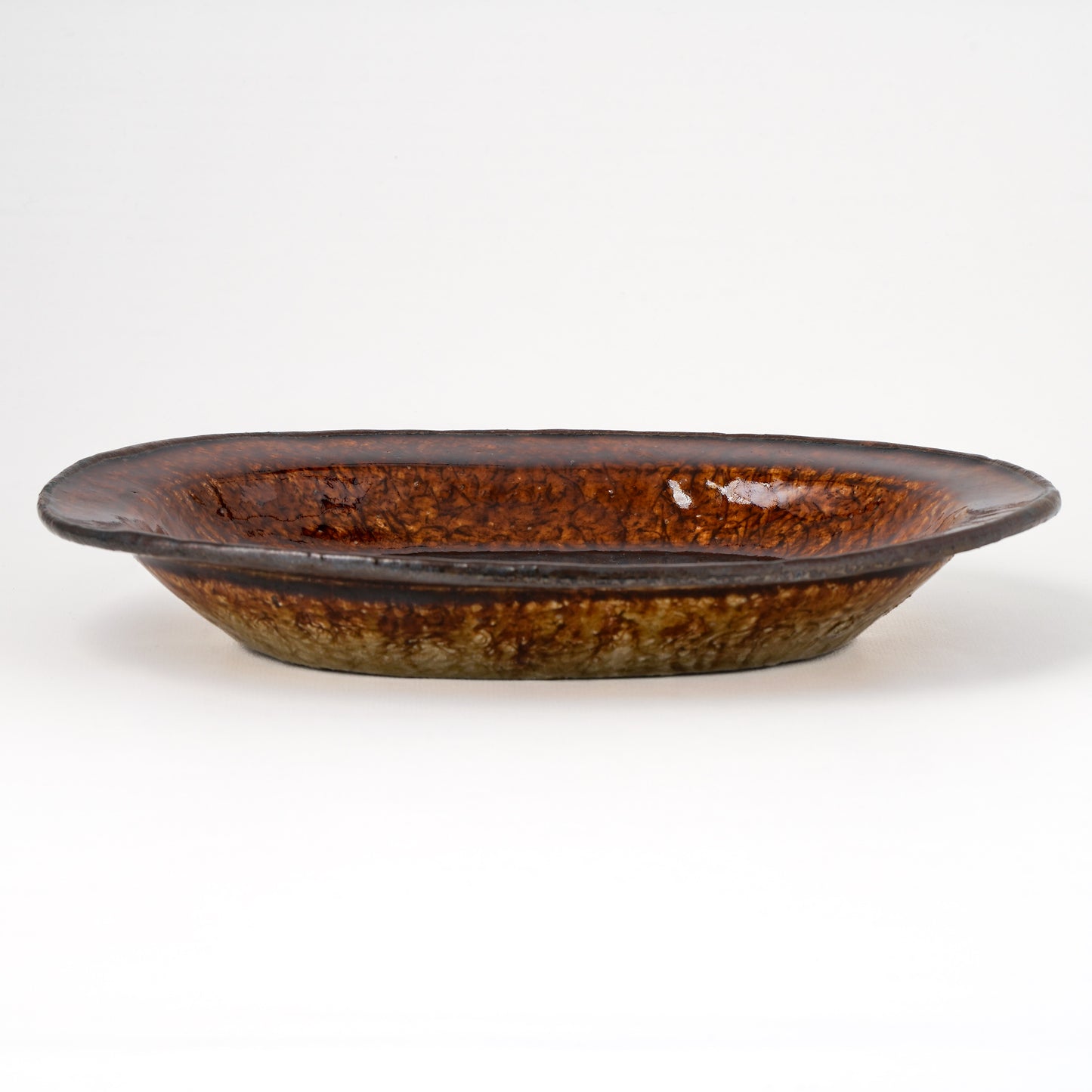 オーバル皿 約20.5cm×約25.5cm 深 茶 A