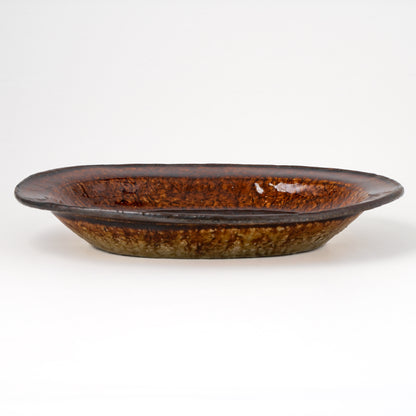 オーバル皿 約20.5cm×約25.5cm 深 茶 A