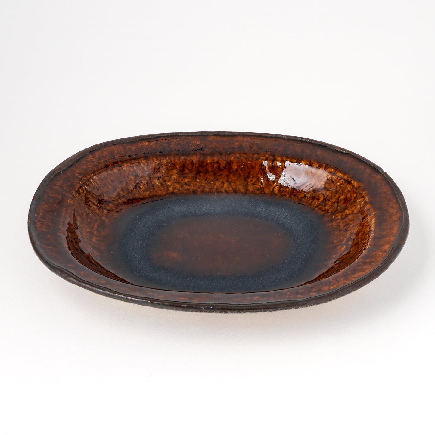 オーバル皿 約20.5cm×約25.5cm 深 茶 A