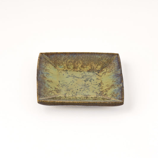 正角皿 小(約10.5cm×約10.5cm) 飴緑 A