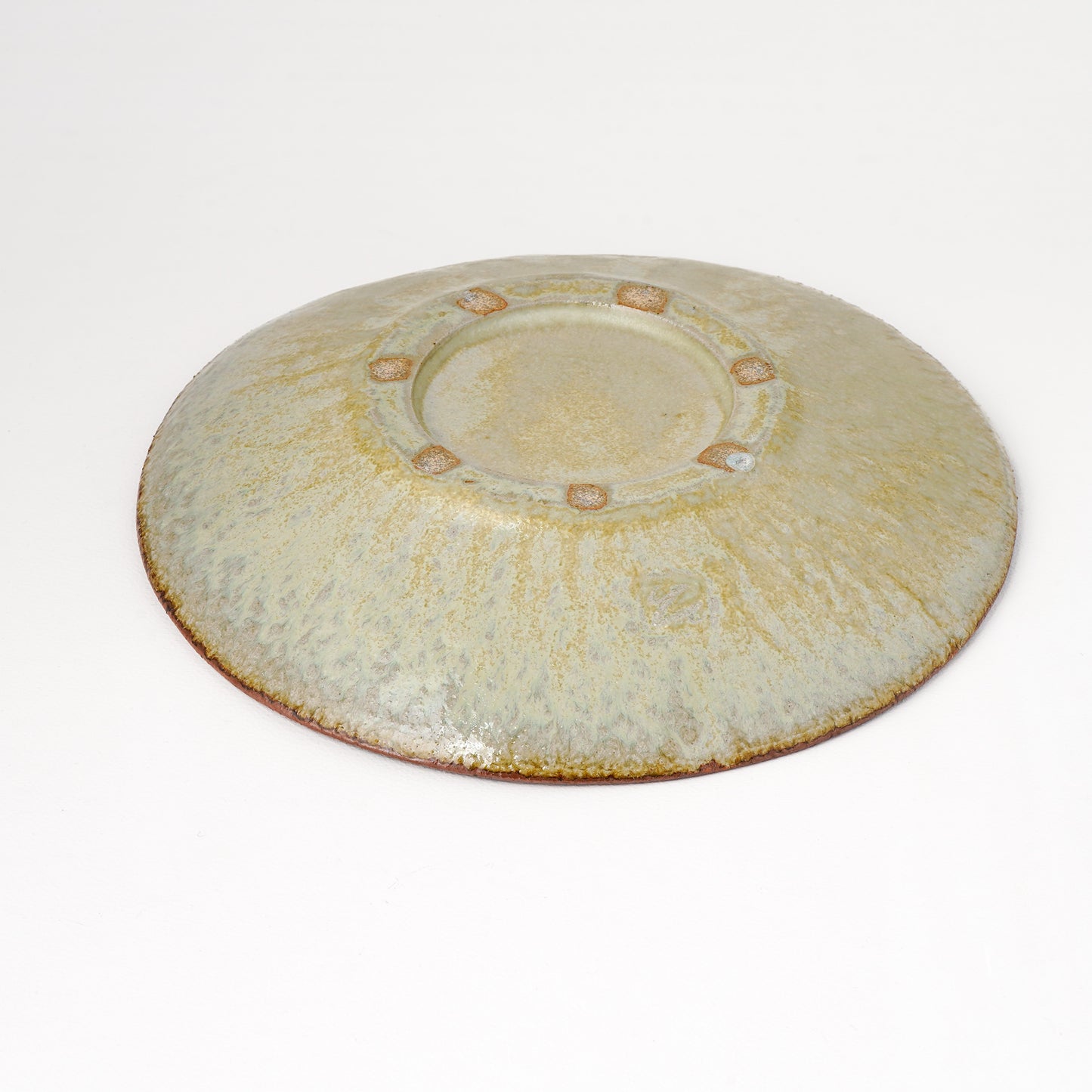 タタラ丸皿 約21cm 二彩 A