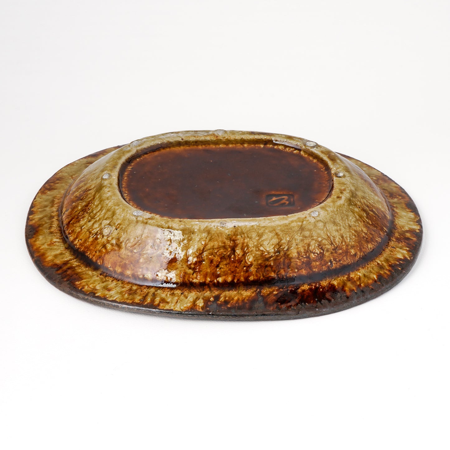 オーバル皿 約20.5cm×約25.5cm 深 茶 A